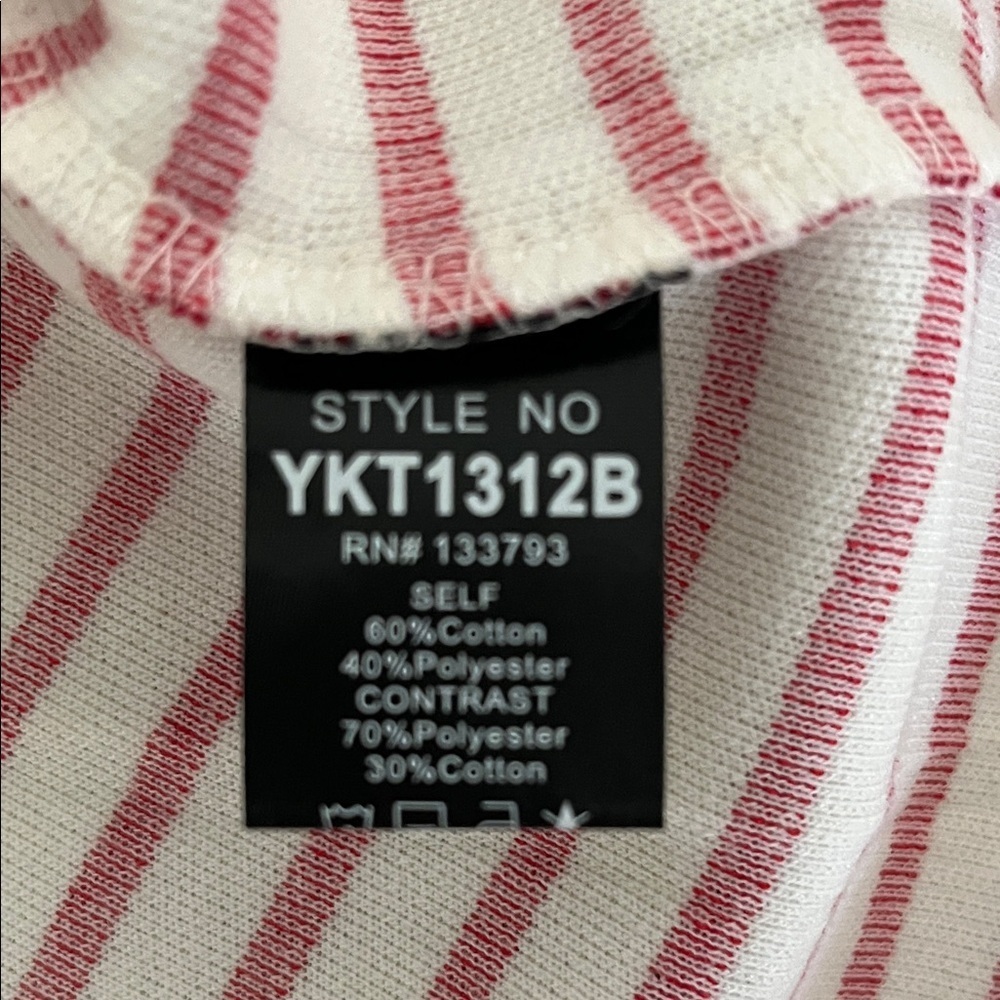 POL White Lace Textured Top With Red Stripes Size Large NWOT - Picture 9 of 10